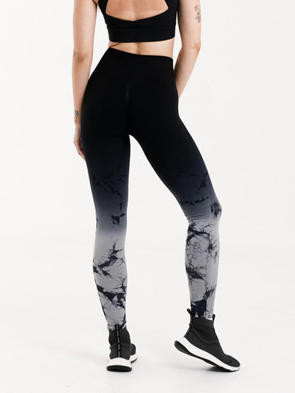 3 Pack Women's Tie Dye Gradient Color Yoga Sports Leggings, Ruched High Waist Workout Seamless Scrunch Booty Leggings Butt Lift Athletic Leggings Tummy Control Yoga Pants