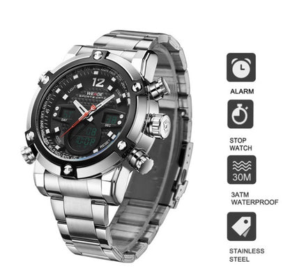 Display sports waterproof steel band watch