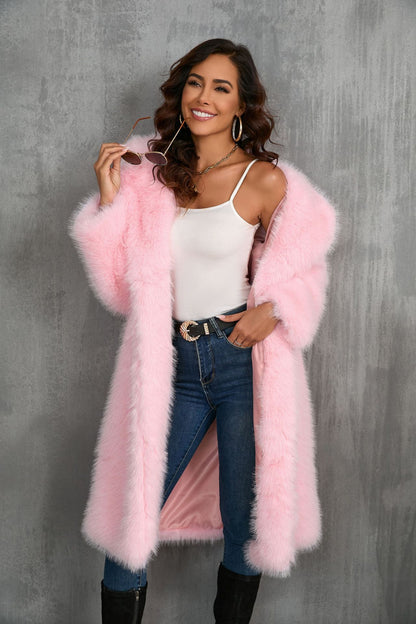 Thickened Long Section Suit Collar Mid-length Plush Fur Coat