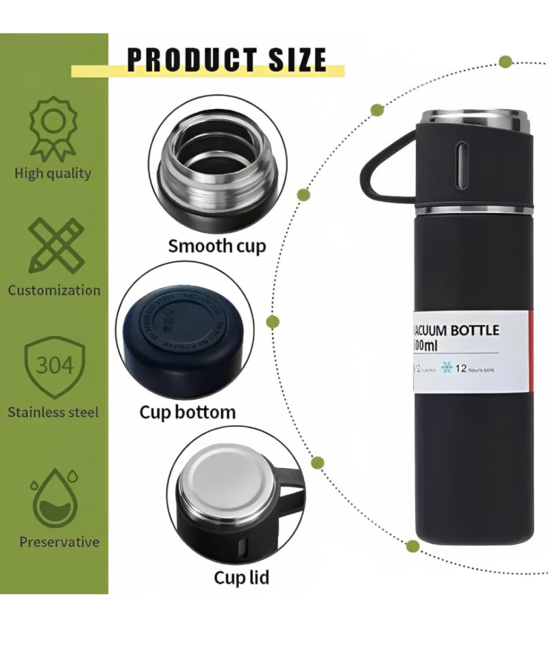 Home vacuum flask set hot 🔥 and cold water 💦 Thermos bottle 12.hr working cold 🥶 and hot 🔥 bottle - Image 2